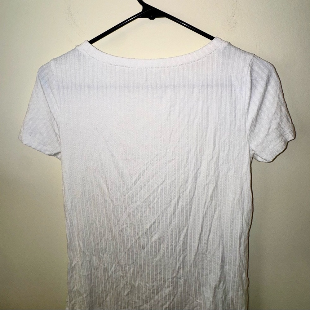 LOFT White Short Sleeve Ruffle Tee - Picture 7 of 8